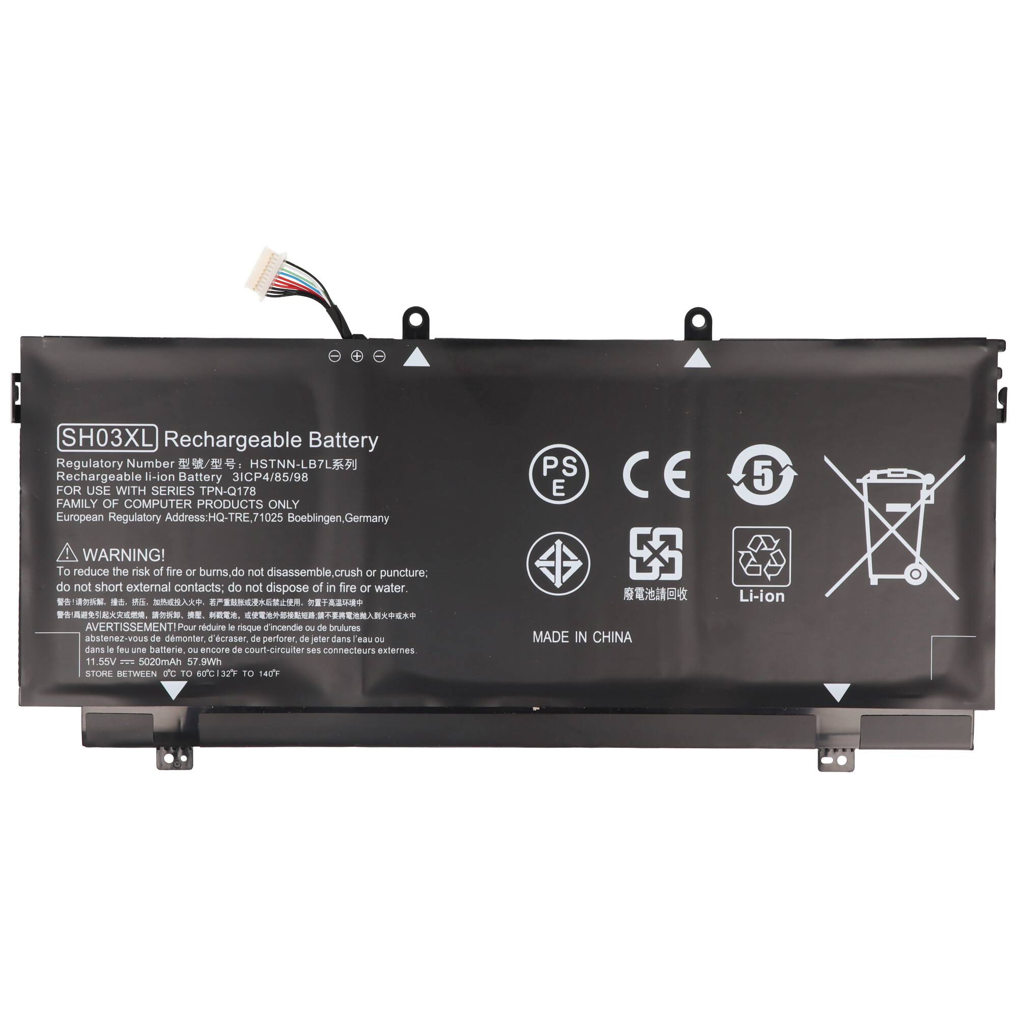 Akku passend für HP ENVY 13-AB, Li-Polymer, 11,55V, 5000mAh, 58Wh