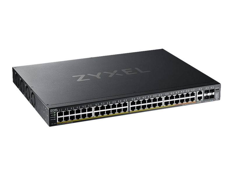 Zyxel XGS2220 Series XGS2220-54HP - Switch - 48 Port GbE L3 Access, NebulaFLEX Cloud, mit 6 10G Uplink - managed - 40 x
