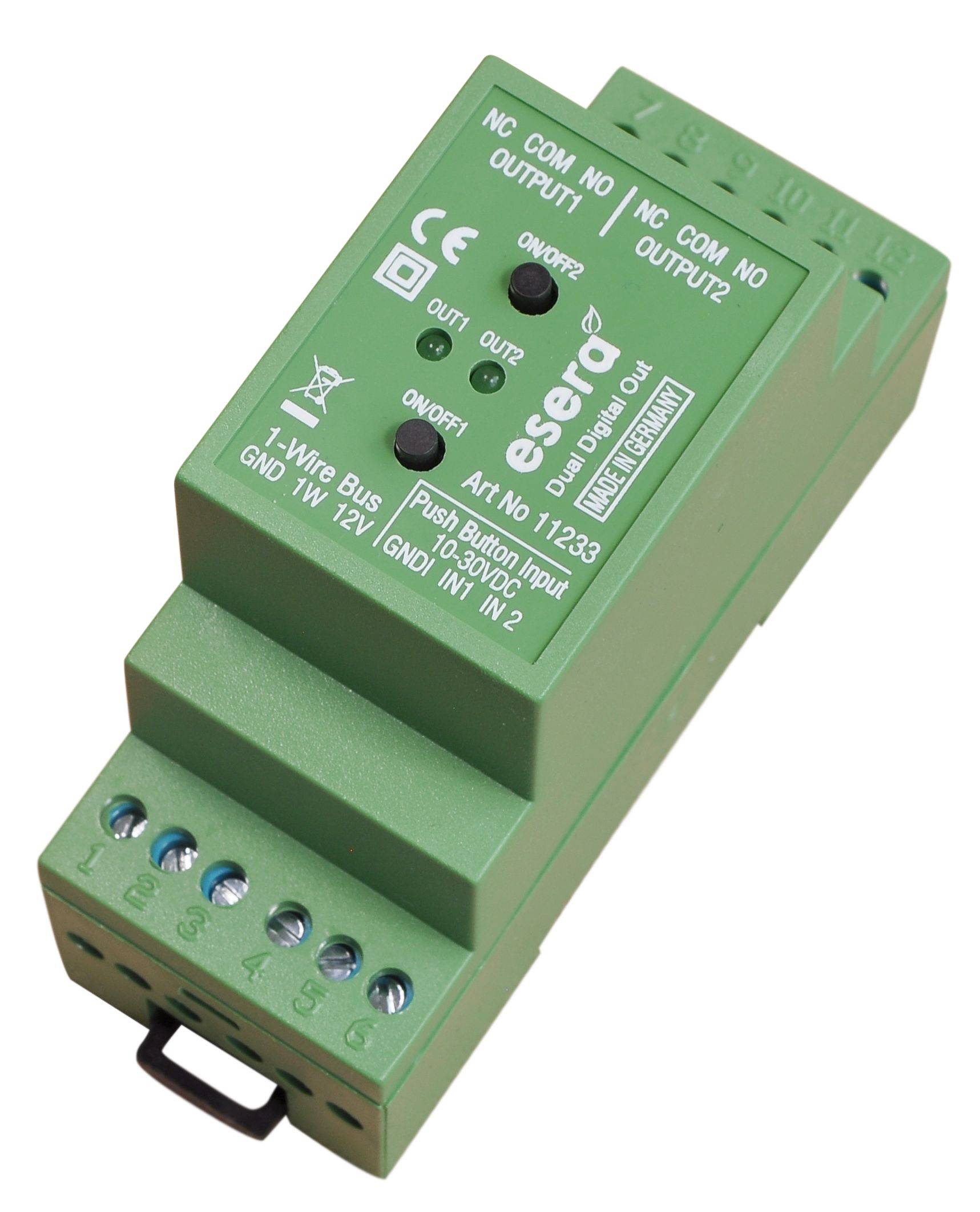 1-Wire Dual Schaltmodul Pro 230V 10/16A mit Tasterschnittstelle