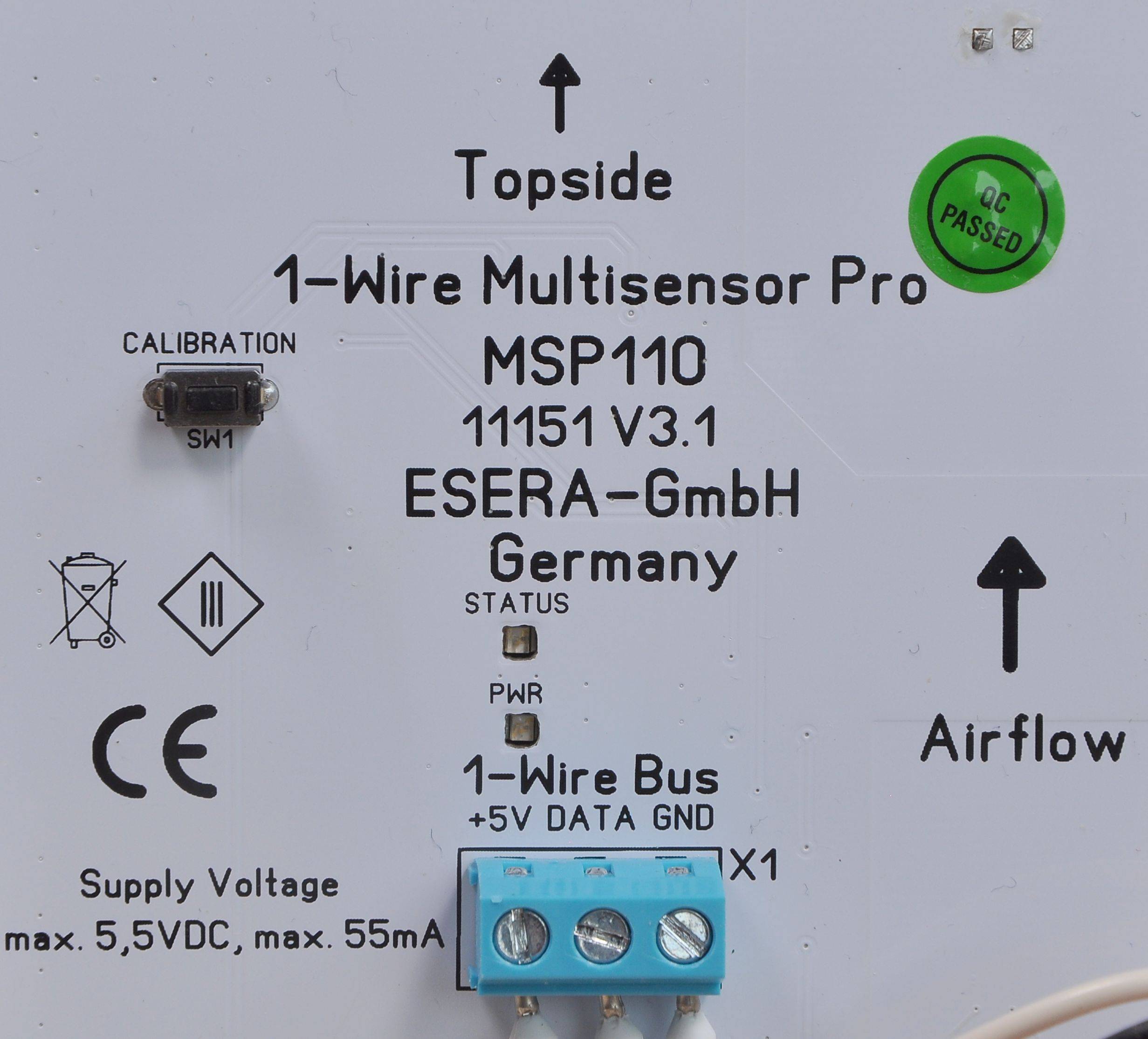 MSP110 1-Wire Multisensor Luftgüte Luftfeuchte und Temperatur Pro I