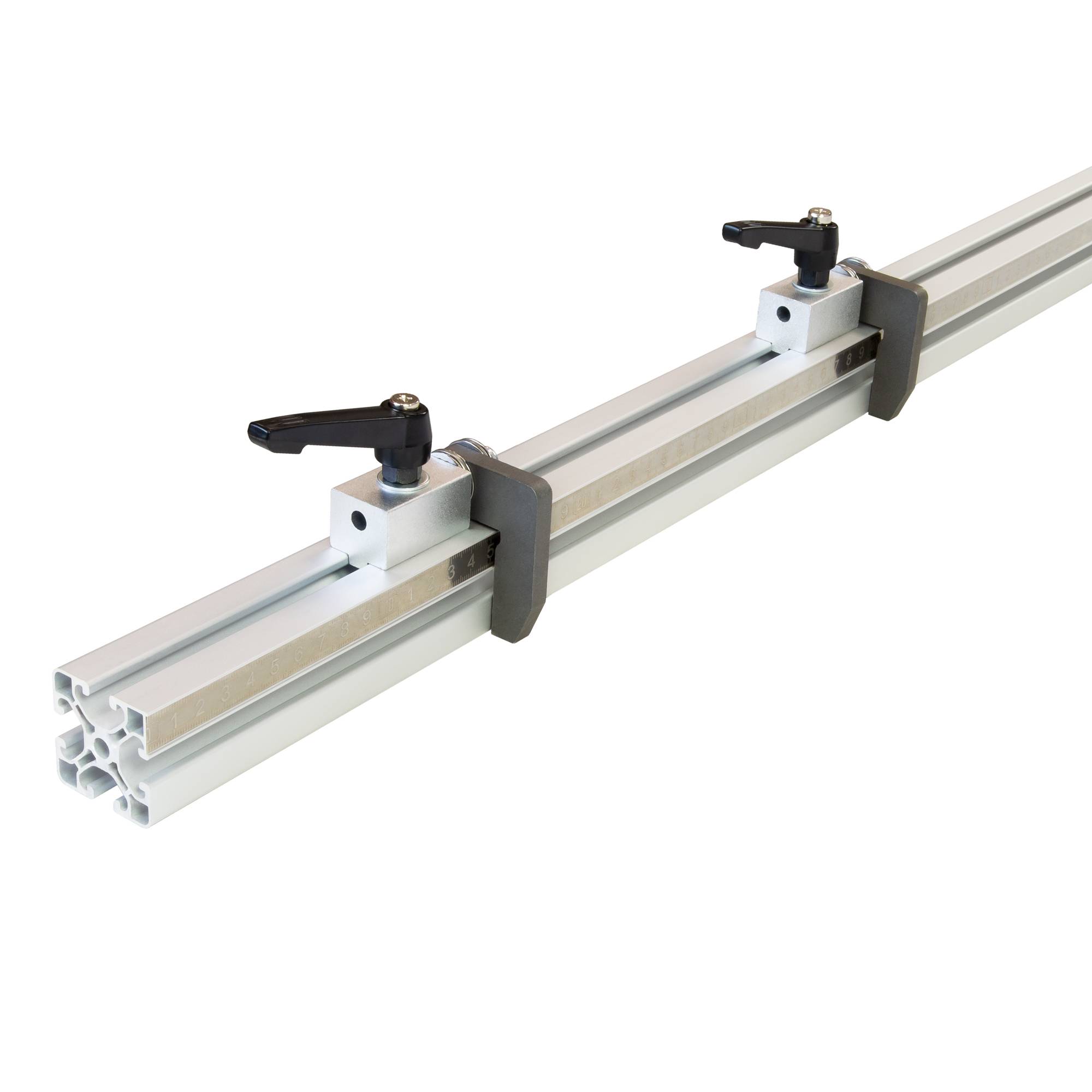 SCHMIDT systemprofile Längenanschlag D 2m Aluminium-Profil Säge-Anschlag Links-Rechts Maßband 2x Ablängklappe