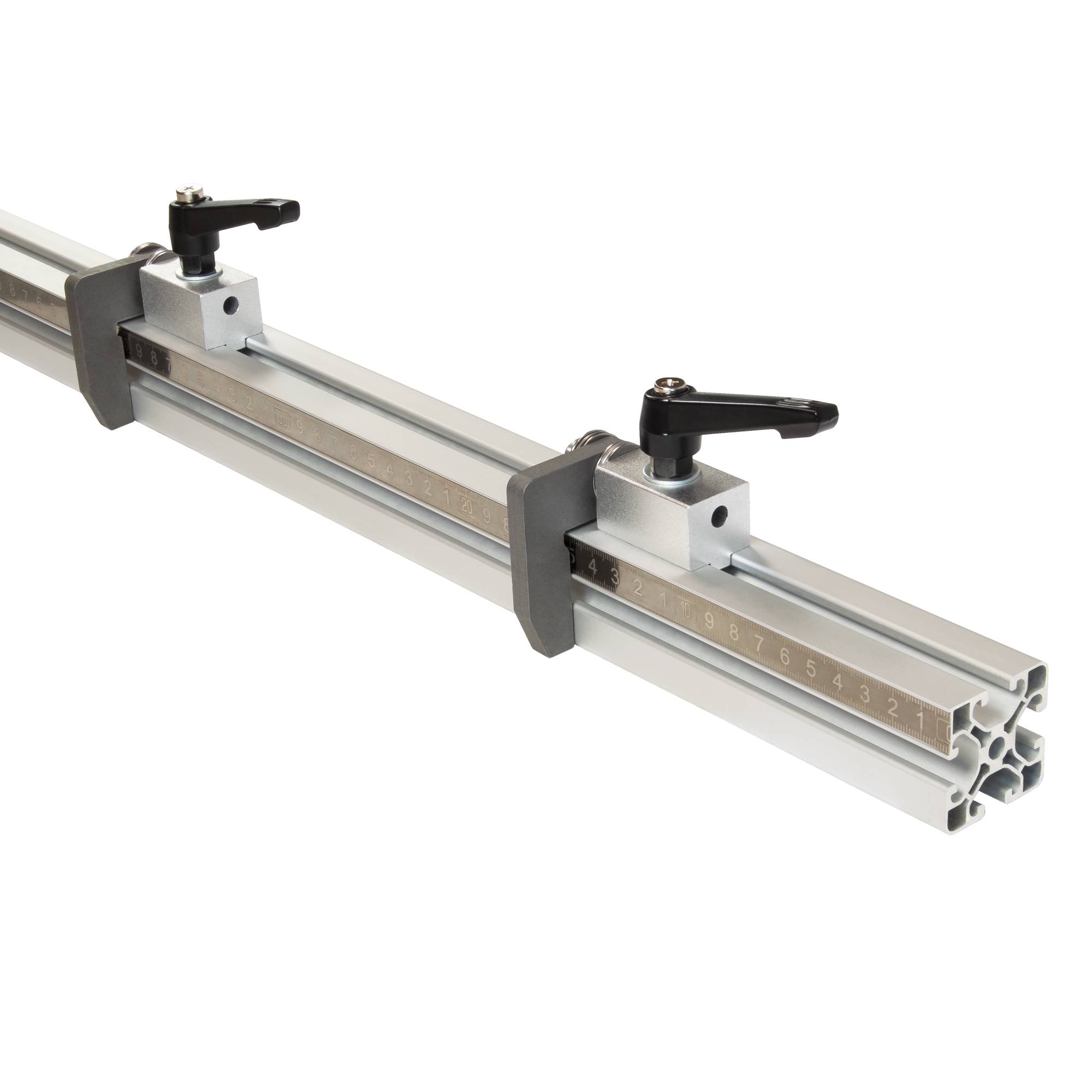 SCHMIDT systemprofile Längenanschlag D 2m Aluminium-Profil Säge-Anschlag Rechts-Links Maßband 2x Ablängklappe