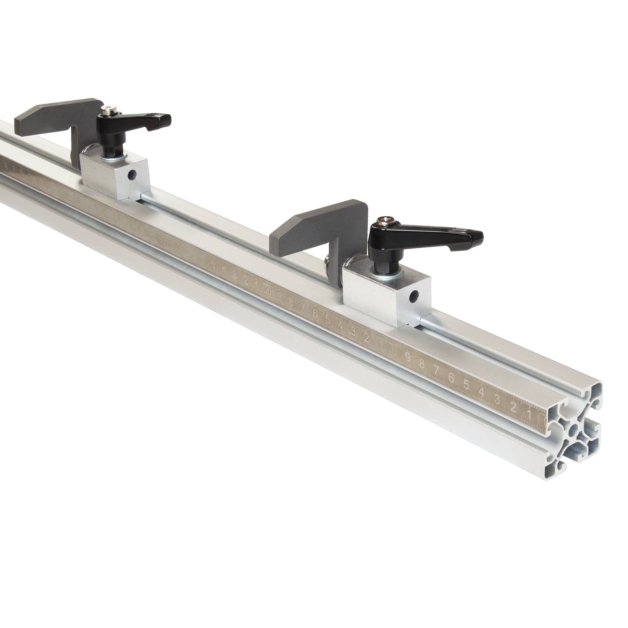 SCHMIDT systemprofile Längenanschlag D 2m Aluminium-Profil Säge-Anschlag Rechts-Links Maßband 2x Ablängklappe