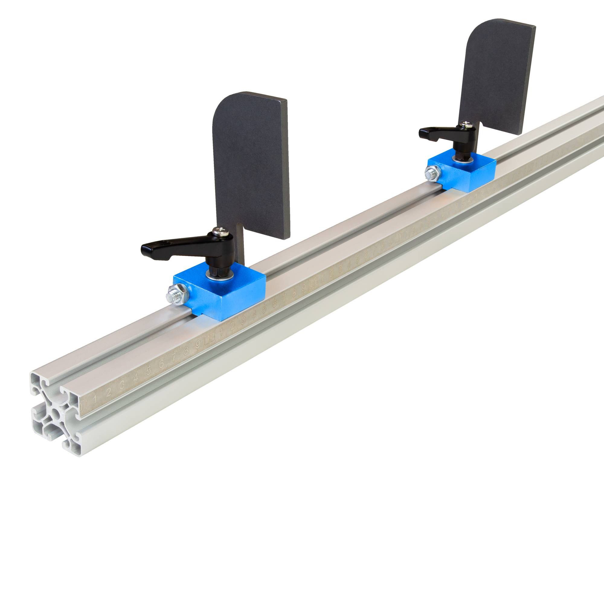 SCHMIDT systemprofile Längenanschlag C 2m Aluminium-Profil Säge-Anschlag Links-Rechts Maßband 2x Ablängklappe