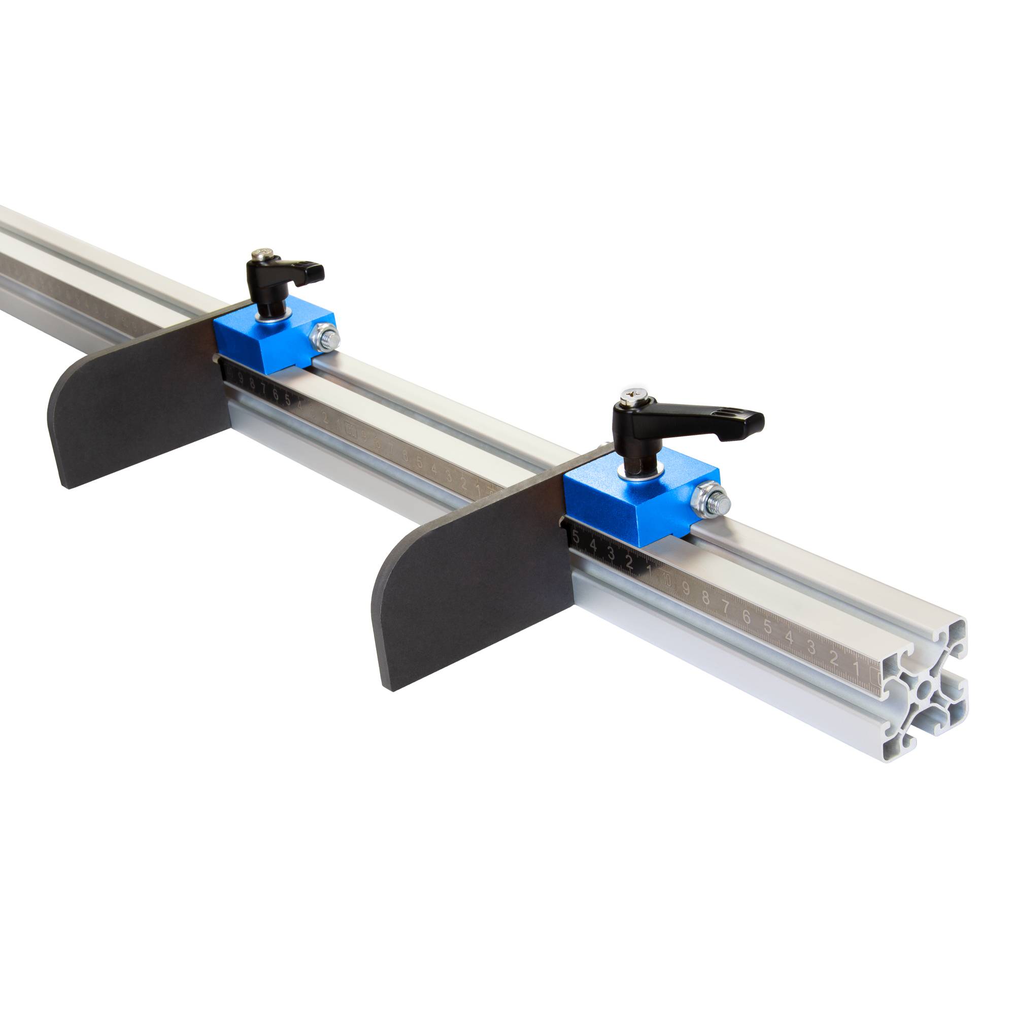 SCHMIDT systemprofile Längenanschlag C 2m Aluminium-Profil Säge-Anschlag Rechts-Links Maßband 2x Ablängklappe