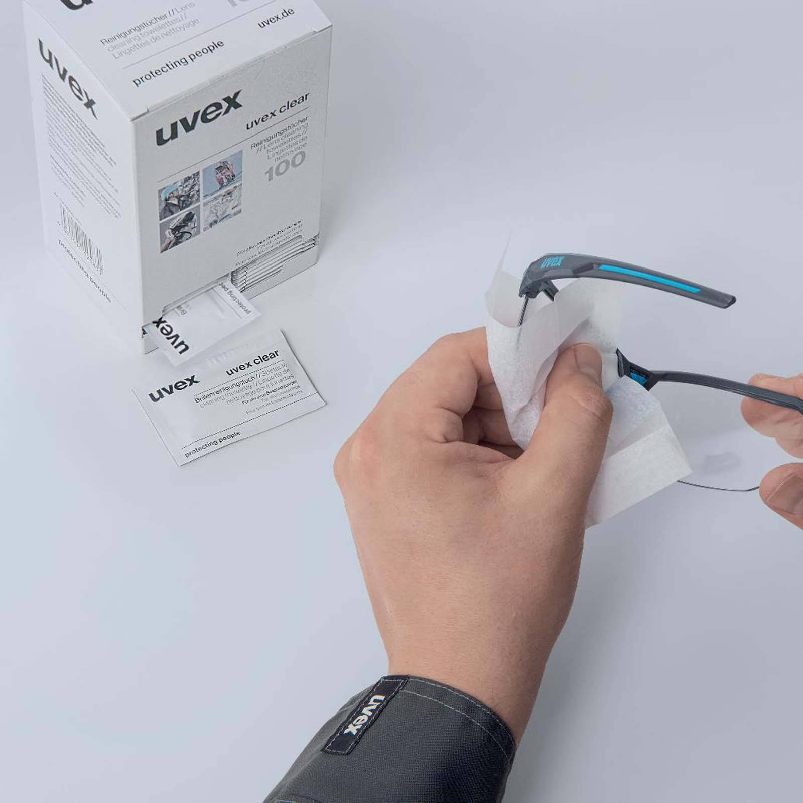 uvex Feuchtreinigungstücher für Brillen 100 Stück