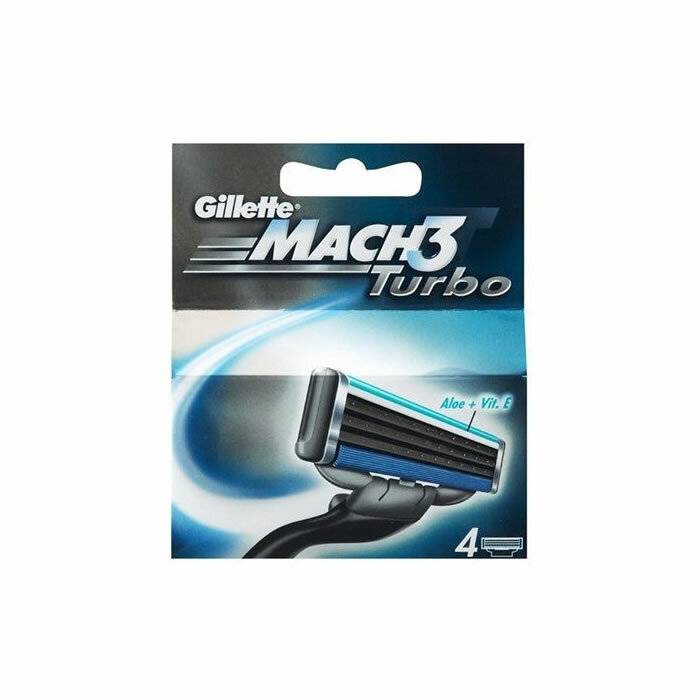 Gillette MACH3 Turbo Rasierklingen-Nachfüllpack mit 4 Kartuschen mit Aloe + Vitamin E.