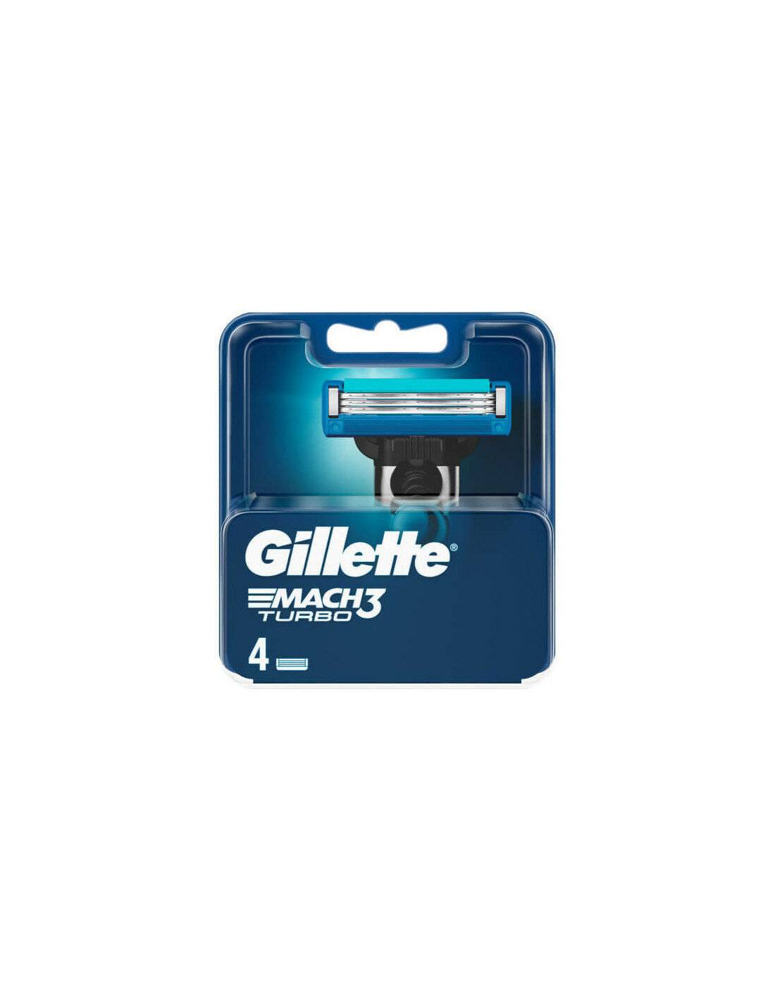 Gillette Mach3 Turbo Rasierklingenpackung mit 4 Ersatzklingen in blauer Verpackung