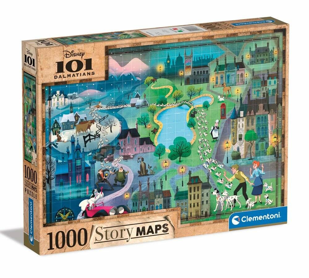 Clementoni 39665 - 1000 Teile Puzzle - 101 Dalmatiner - Disney Maps