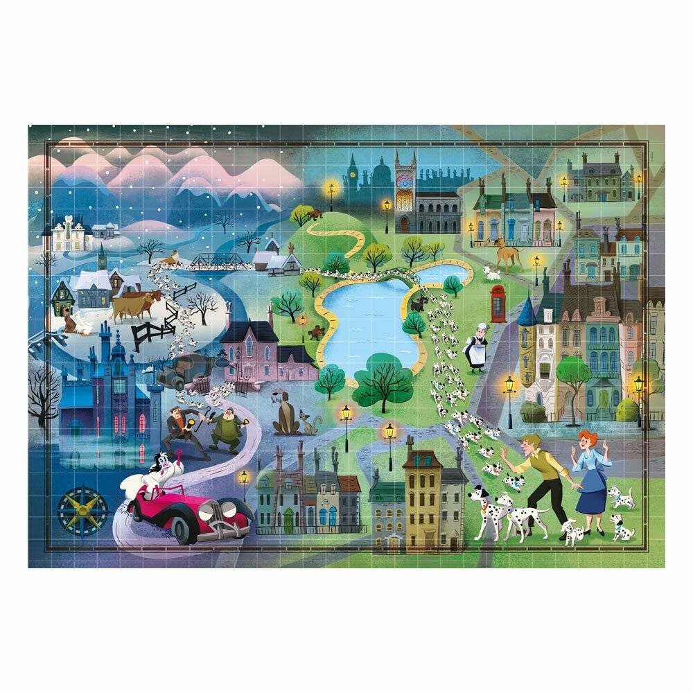 Clementoni 39665 - 1000 Teile Puzzle - 101 Dalmatiner - Disney Maps