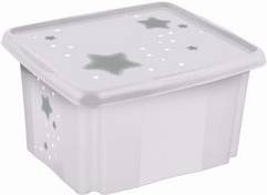 keeeper Aufbewahrungsbox karolina ''Stars'', 15 Liter Dreh-/Stapelbox mit Deckel, aus PP, nordic-white, mit