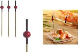 PAPSTAR Fingerfood-Spieße ''Red Pearl'', Länge: 70 mm aus Holz mit einer roten Perle, in Pappbox