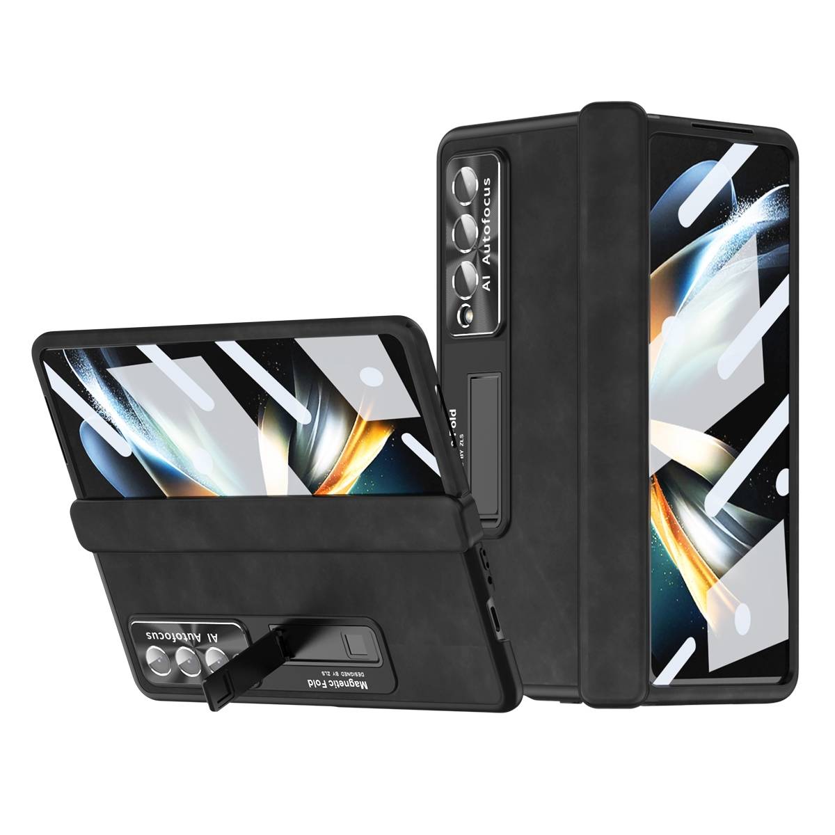 Für Samsung Galaxy Z Fold4 5G All-inclusive 360 Grad Napa Magnetische Handy Tasche Etuis Schwarz Neu