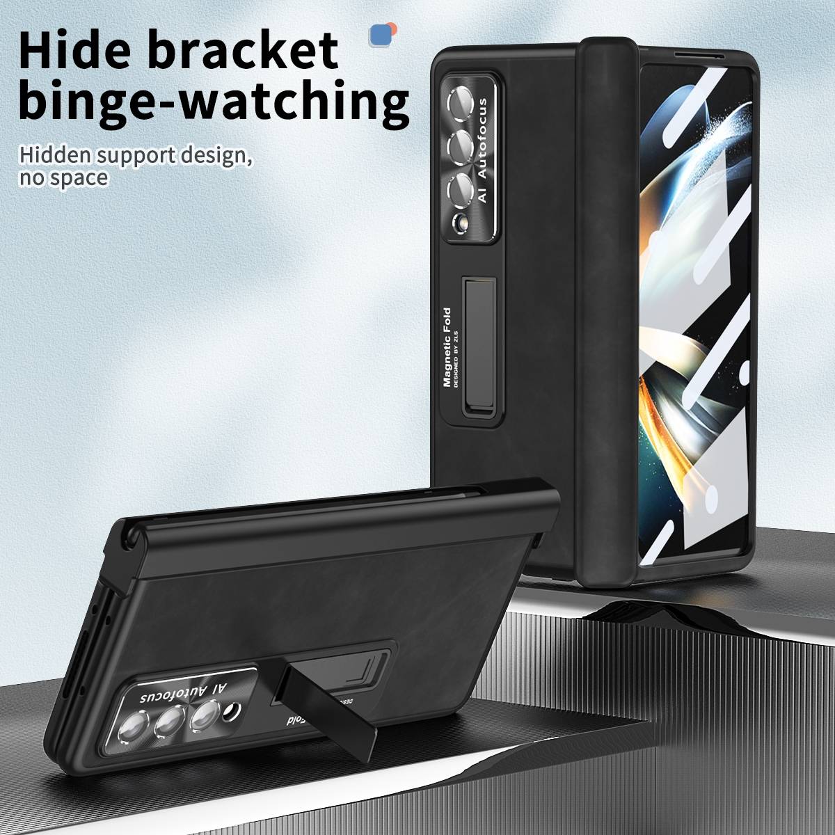 Für Samsung Galaxy Z Fold4 5G All-inclusive 360 Grad Napa Magnetische Handy Tasche Etuis Schwarz Neu