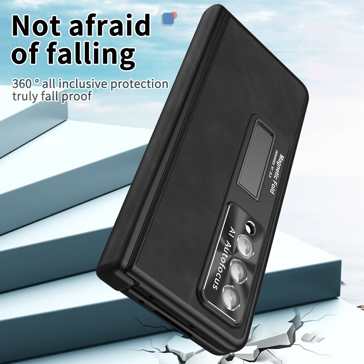 Für Samsung Galaxy Z Fold4 5G All-inclusive 360 Grad Napa Magnetische Handy Tasche Etuis Schwarz Neu