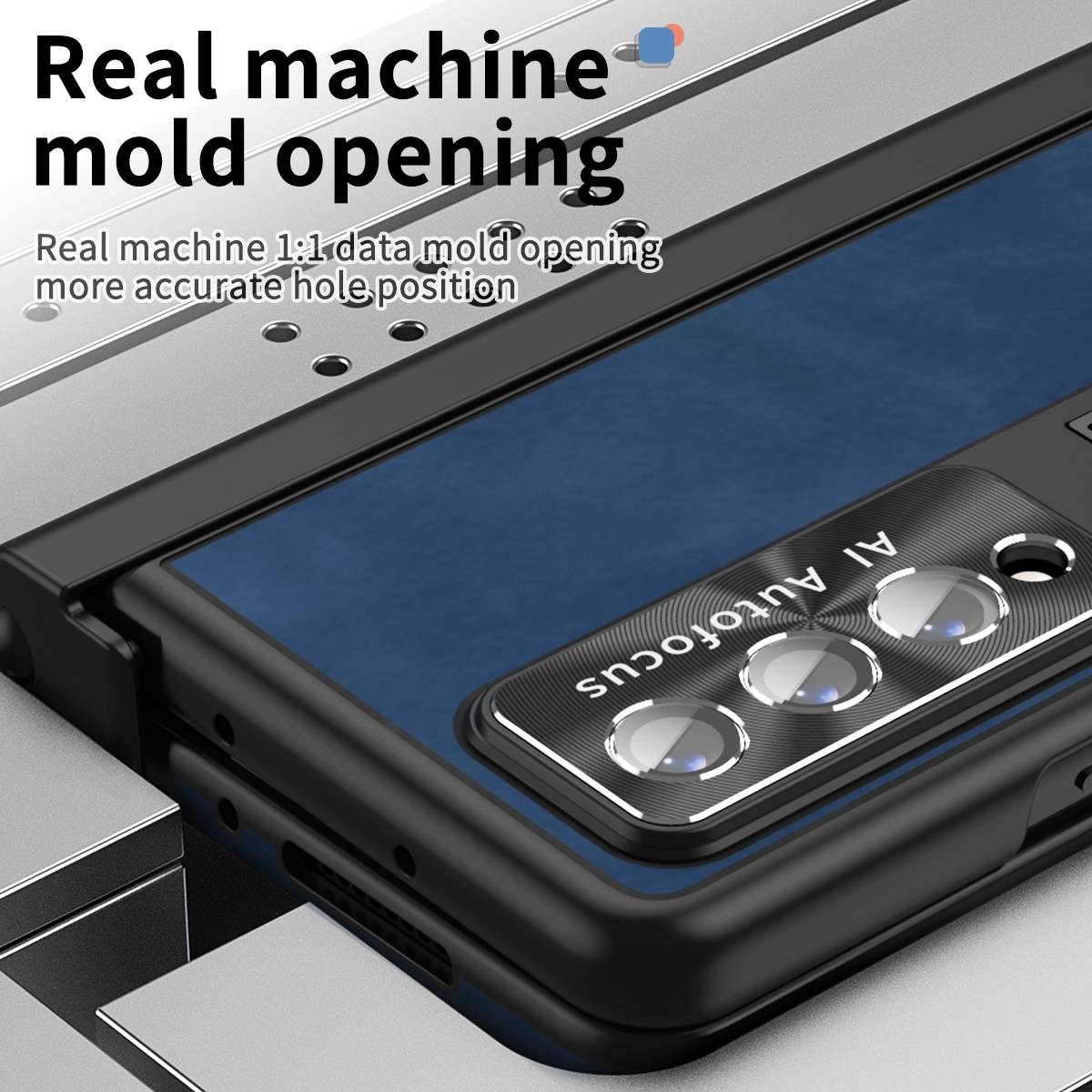 Für Samsung Galaxy Z Fold4 5G All-inclusive 360 Grad Napa Magnetische Handy Tasche Etuis Dunkelblau Neu