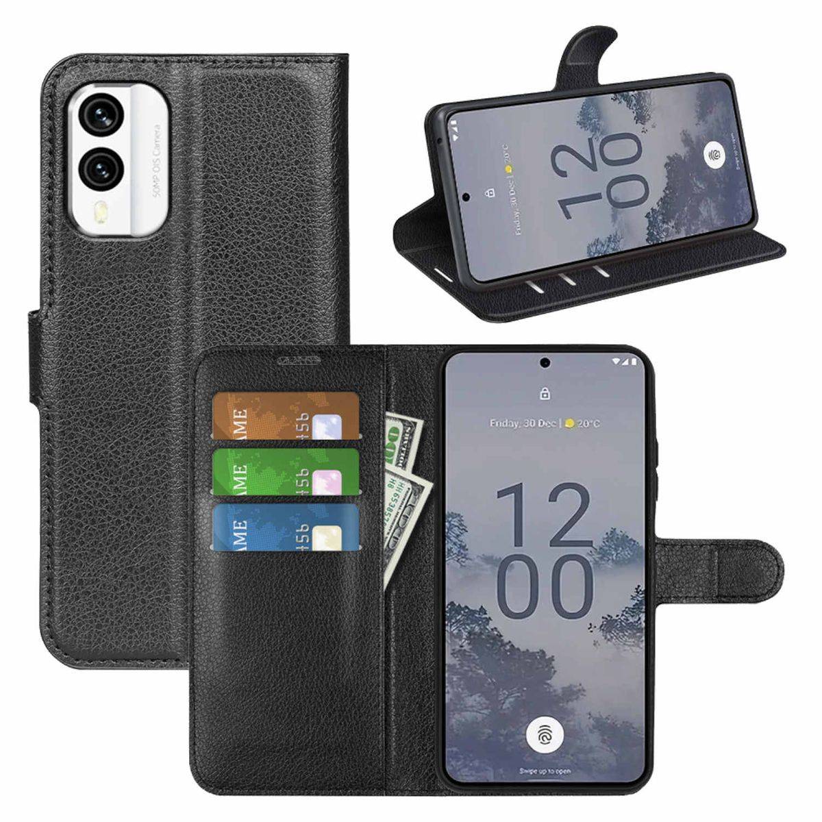 Für Nokia X30 Handy Tasche Wallet Premium Schutz Hülle Case Cover Etuis Neu Zubehör Schwarz