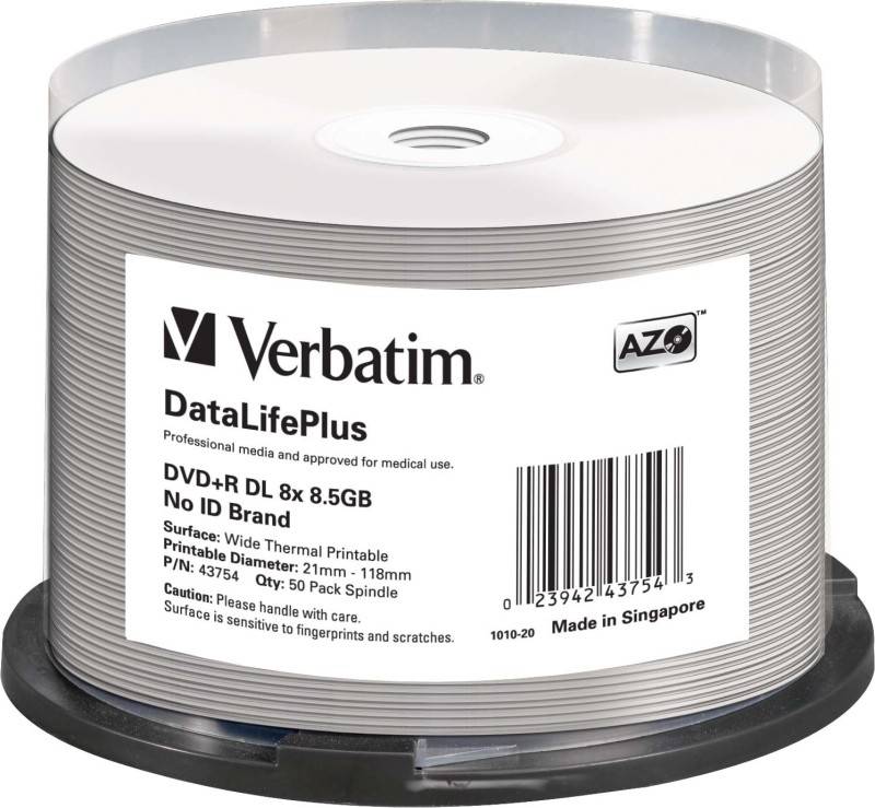 4 Stück Verbatim DVD+R DL 8.5GB/240Min/8x VERBATIM 43754(VE50)