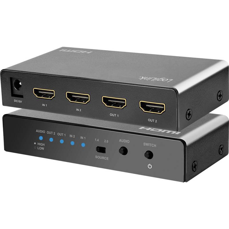 LogiLink 4K/60 Hz HDMI-Switch, 2x 2-fach, bidirekt, schwarz
