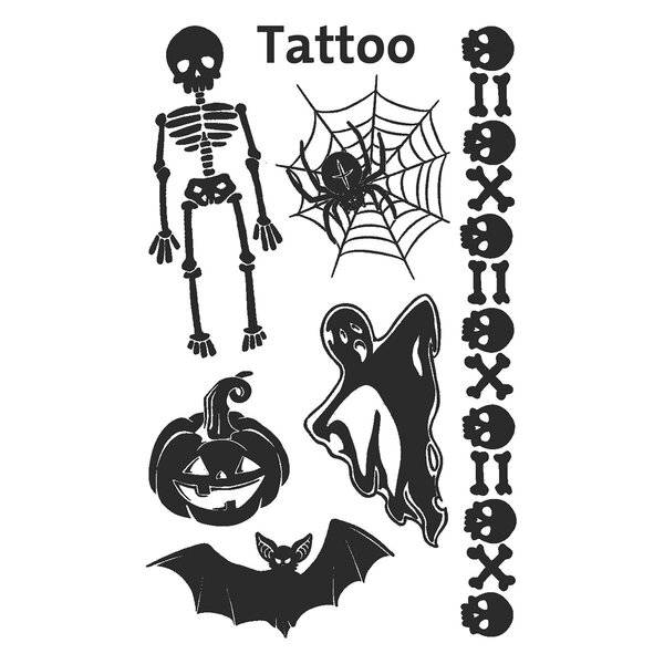 Tattoos 76x120mm bunt 1 Bogen Motiv Grusel