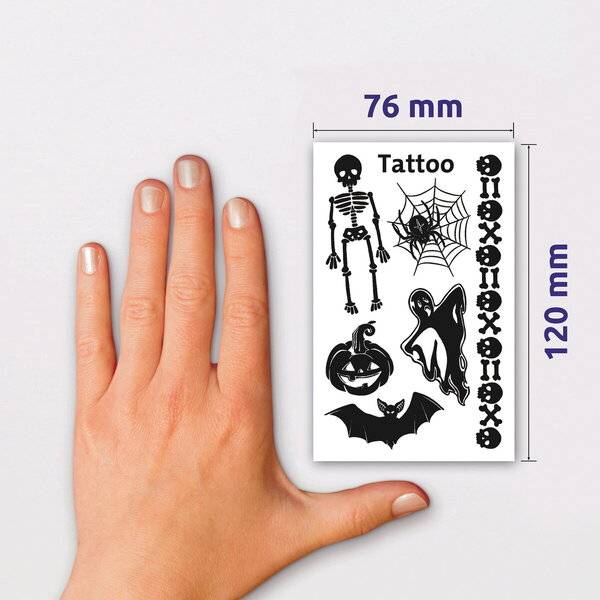 Tattoos 76x120mm bunt 1 Bogen Motiv Grusel