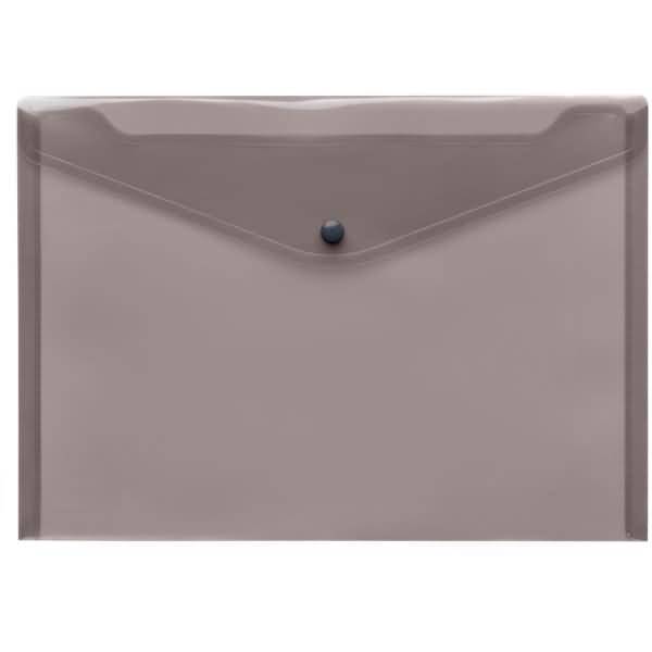 Dokumentenmappe A4 PP Druckknopf neutral rauchtopas transparent