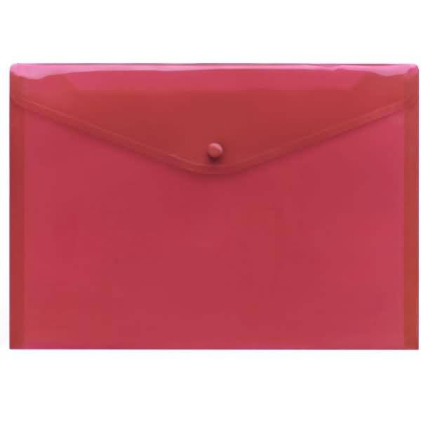 Dokumentenmappe A4 PP Druckknopf neutral rot transparent