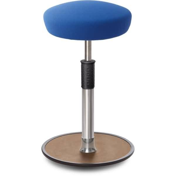 Sitz- Stehhocker Free Tall Hutsitz Gestrick blau chrom /Natur