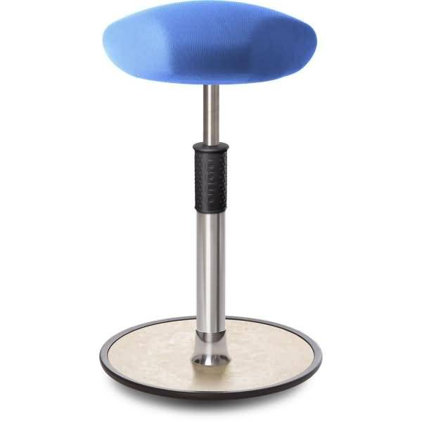 Sitz- Stehhocker Free Tall Triangel Gestrick Hellblau Chrom /cremeweiß