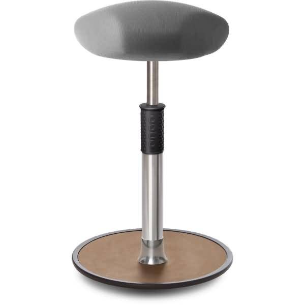 Sitz- Stehhocker Free Tall Triangel Gestrick Grau Chrom /Natur