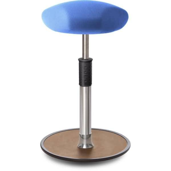 Sitz- Stehhocker Free Tall Triangel Gestrick Hellblau Chrom /Natur