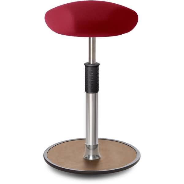 Sitz- Stehhocker Free Tall Triangel Gestrick Dunkelrot Chrom /Natur