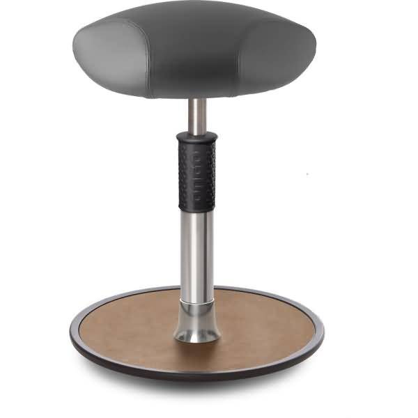 Sitz- Stehhocker Free Regular Triangel skai Kunstleder Grau Chrom /Natur