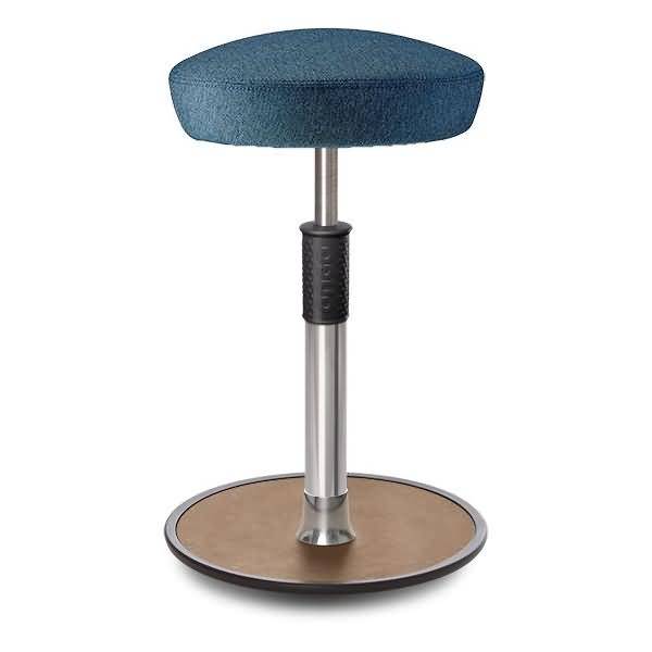 Sitz- Stehhocker Free Tall Hutsitz Camira Rivet Ozeanblau Chrom /Natur