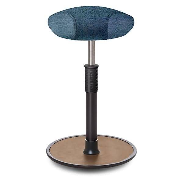 Sitz- Stehhocker Free Tall Triangel Camira Rivet Ozeanblau schwarz /Natur