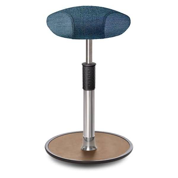 Sitz- Stehhocker Free Tall Triangel Camira Rivet Ozeanblau Chrom /Natur
