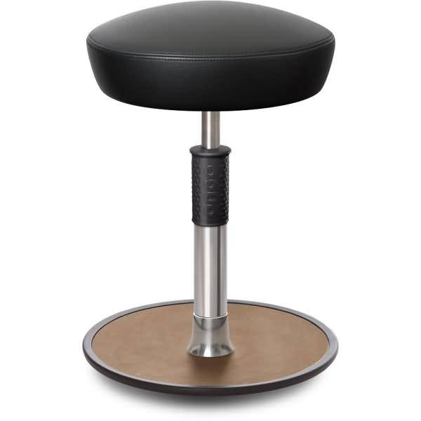 Sitz- Stehhocker Free Regular Hutsitz Boxmark Leder schwarz chrom /Natur