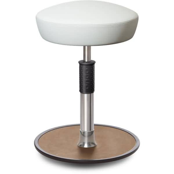 Sitz- Stehhocker Free Regular Hutsitz Boxmark Leder Weiß chrom /Natur