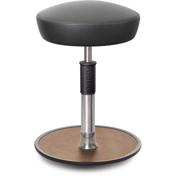 Sitz- Stehhocker Free Regular Hutsitz Boxmark Leder Grau chrom /Natur