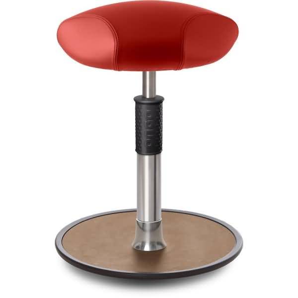 Sitz- Stehhocker Free Regular Triangel Boxmark Leder Rot Chrom /Natur