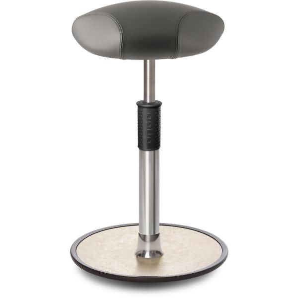 Sitz- Stehhocker Free Tall Triangel Boxmark Leder Grau Chrom /cremeweiß