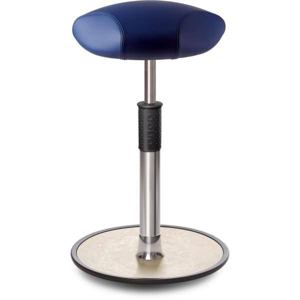 Sitz- Stehhocker Free Tall Triangel Boxmark Leder blau Chrom /cremeweiß