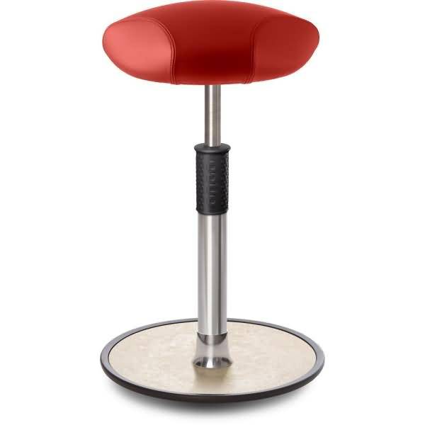 Sitz- Stehhocker Free Tall Triangel Boxmark Leder Rot chrom /cremeweiß