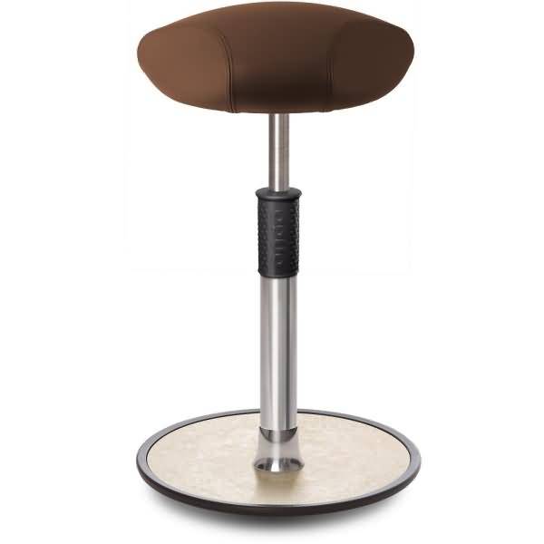 Sitz- Stehhocker Free Tall Triangel Boxmark Leder Braun chrom /cremeweiß