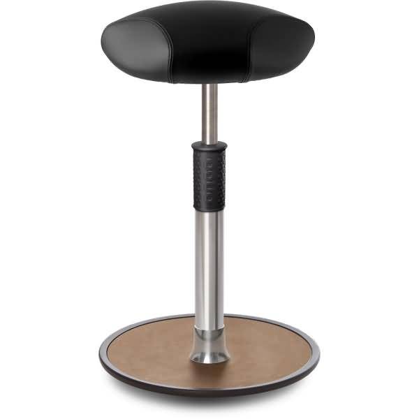 Sitz- Stehhocker Free Tall Triangel Boxmark Leder schwarz Chrom /Natur