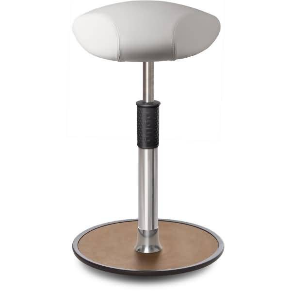 Sitz- Stehhocker Free Tall Triangel Boxmark Leder Weiß Chrom /Natur