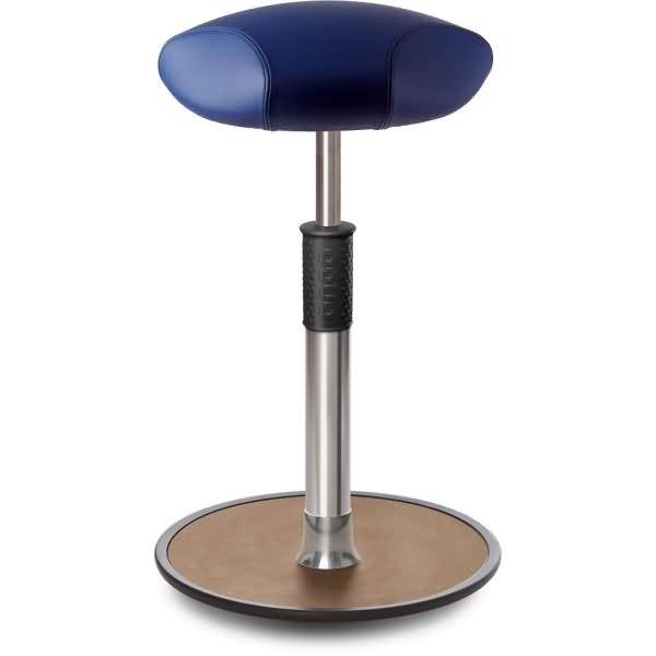 Sitz- Stehhocker Free Tall Triangel Boxmark Leder Blau Chrom /Natur