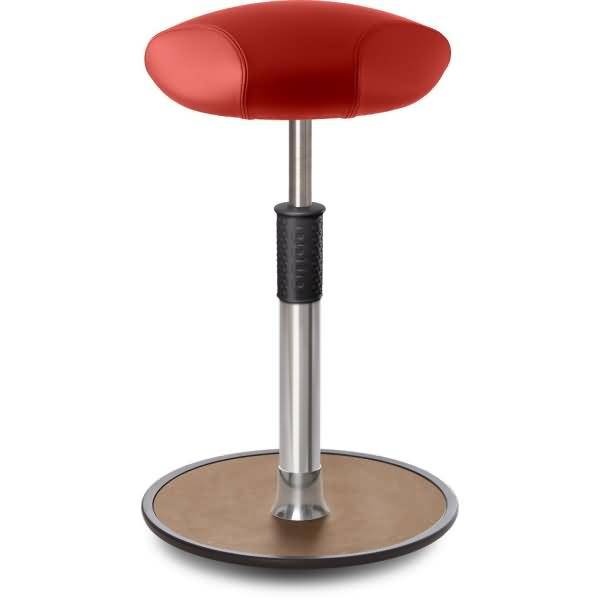 Sitz- Stehhocker Free Tall Triangel Boxmark Leder Rot Chrom /Natur