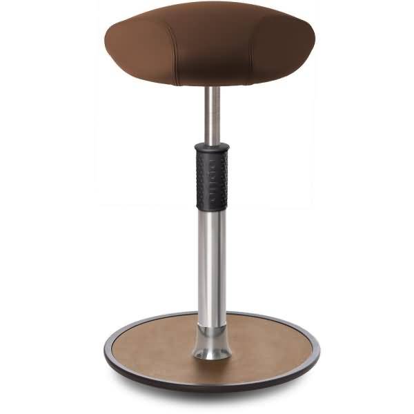 Sitz- Stehhocker Free Tall Triangel Boxmark Leder Braun Chrom /Natur