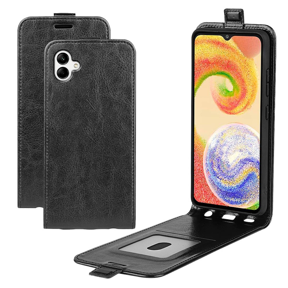 Für Samsung Galaxy A04 Fliptasche Premium Schwarz Hülle Case Cover Schutz Zubehör Etui Neu